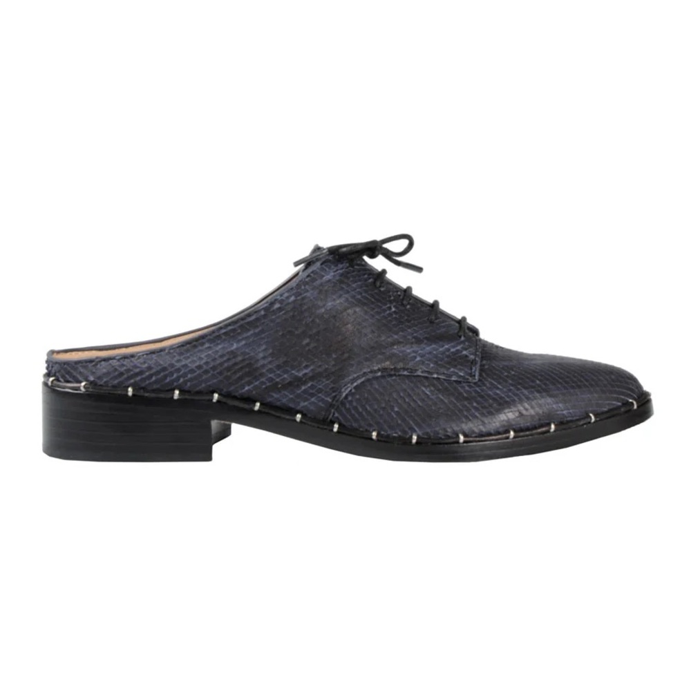 Pour La Victoire Navy Textured Lace-Up Mule